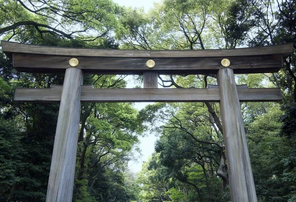 Eine Flache Aufnahme Des Eingangs Des Yoyogi Parks Und Des — Stockfoto