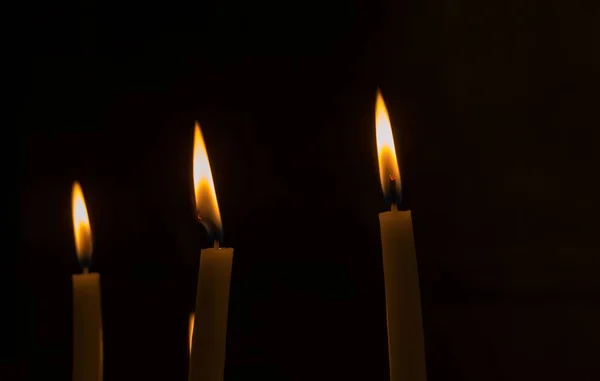 Primer Plano Luces Velas Oscuridad — Foto de Stock