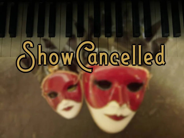 Word Canceled Two Theatrical Masks Piano Tiles — Stock Photo, Image