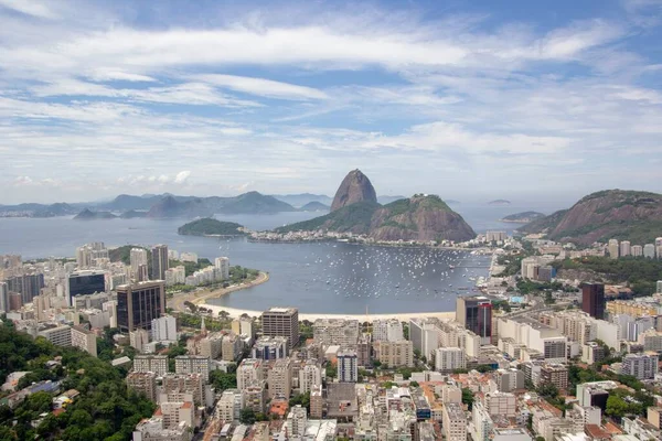 Вид Воздуха Завораживающий Городской Пейзаж Горой Шугарлоф Рио Жанейро Бразилия — стоковое фото