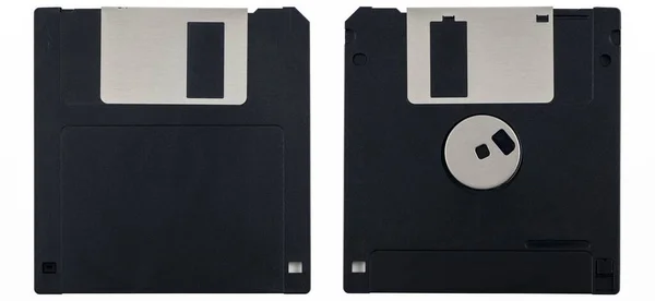 Two Floppy Disks Front Back Sides Isolated White Background — Stock Photo, Image