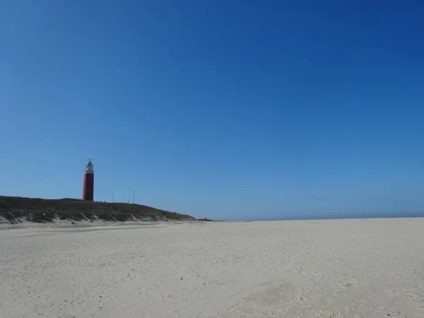 Zdjęcie Krajobrazowe Wybrzeża Czerwonej Latarni Texel Cocksdorp Holandia — Zdjęcie stockowe