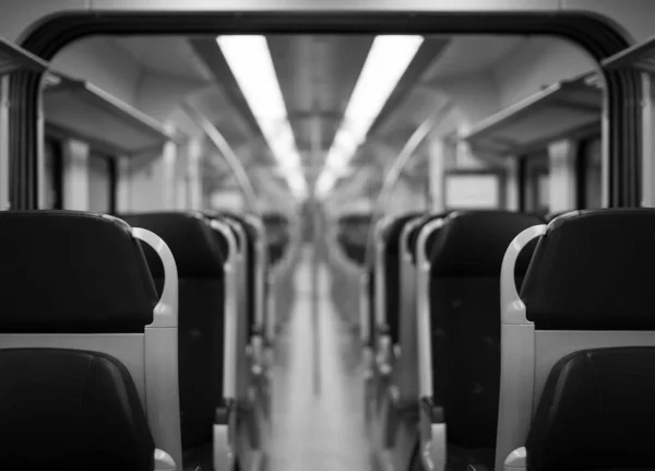 Grayscale Shot Train Interior Sits — Stock Photo, Image