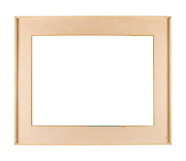 一种米色的木制框架 用于在白色背景上隔离的绘画或图片 — 图库照片