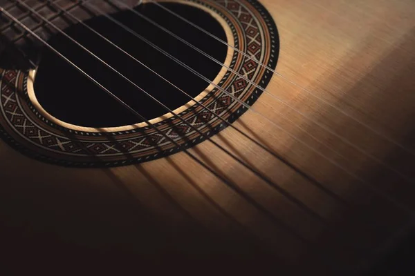 Eine Hochwinkelaufnahme Einer Gitarre Mit Schönen Mustern — Stockfoto