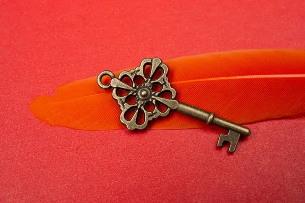 Μια Εναέρια Λήψη Ενός Vintage Κλειδιού Ένα Πορτοκαλί Φτερό Κόκκινο — Φωτογραφία Αρχείου