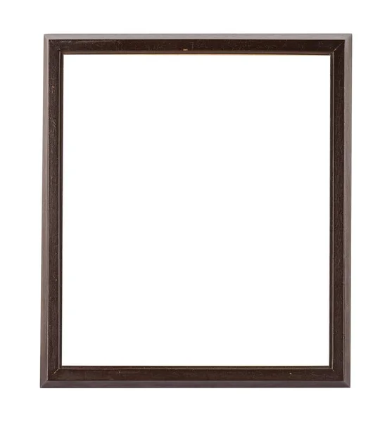 Wooden Frame Beige Dark Brown Painting Picture Isolated White Background — Stock Photo, Image