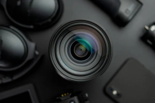 High Angle Shot Lens Headphones Gimbal Phone — Stock Photo, Image