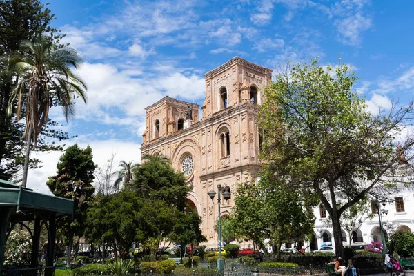 Catedral Imaculada Conceição Cercada Por Vegetação Sob Luz Sol Cuenca — Fotografia de Stock