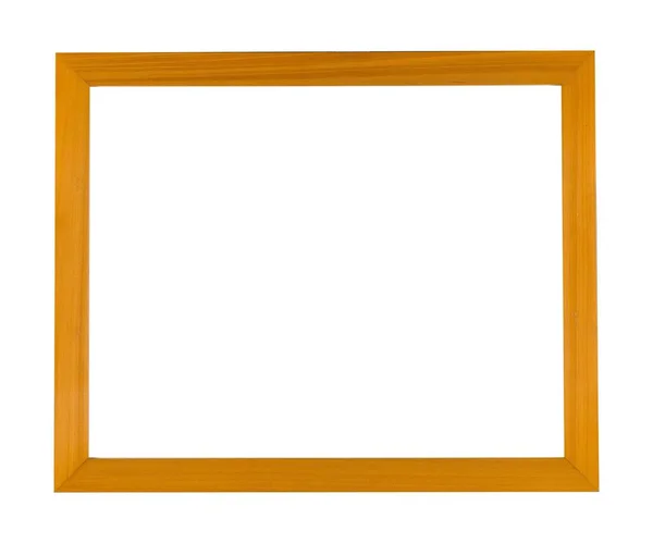 Light Brown Square Wooden Frame Painting Picture Isolated White Background — Stock Photo, Image
