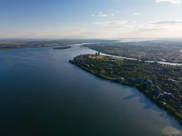 Flygfoto Över Montreal Stad Och Saint Lawrence River Kanada — Stockfoto