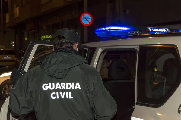 Policía Guardia Civil Española Vigila Puesto Control Organizado Por Covid — Foto de Stock