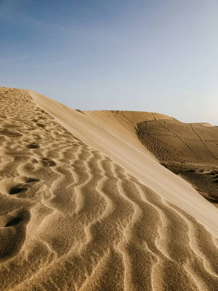 Песчаные Дюны Пустыни Маспаломас Гран Канария Закате — стоковое фото