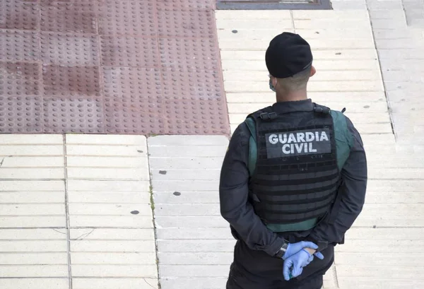 Policía Guardia Civil Española Vigila Puesto Control Organizado Por Covid —  Fotos de Stock