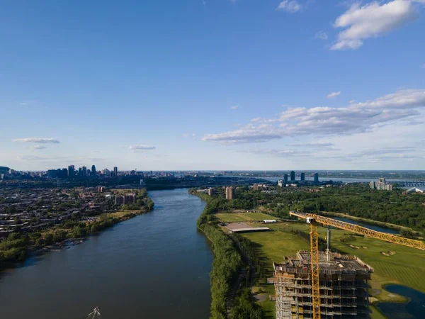 Vista Paisagem Rio São Lourenço Cidade Montreal Canadá — Fotografia de Stock