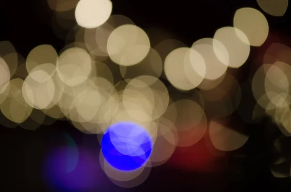 Closeup Multiple Lights Next Each Other Bokeh Effect Dark Background — Stock Photo, Image