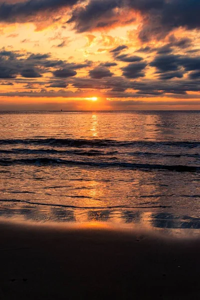 Breathtaking Scenery Sandy Beach Beautiful Sunset Background — Stock Photo, Image