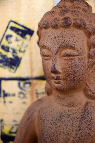 Close Uma Antiga Escultura Buda — Fotografia de Stock