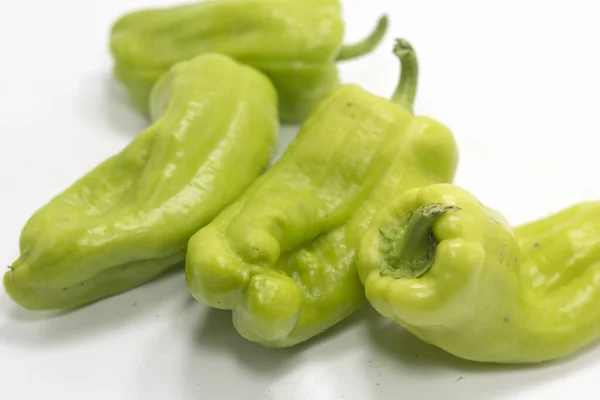 Closeup Shot Light Green Peppers Tender Mantuan Quality Prodotto Ortaggio — Stock Photo, Image