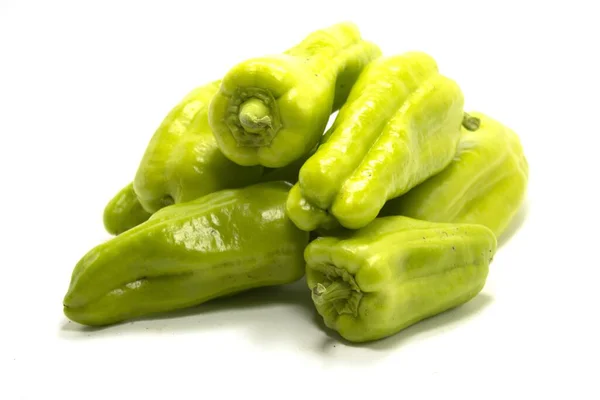 Detailní Záběr Světle Zelené Papriky Jemné Mantuovité Kvality Prodotto Ortaggio — Stock fotografie