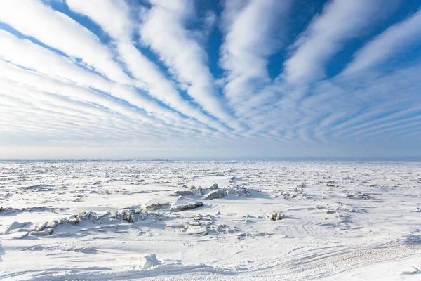 Une Photo Aérienne Mer Gelée Dans Cercle Polaire Arctique Près — Photo