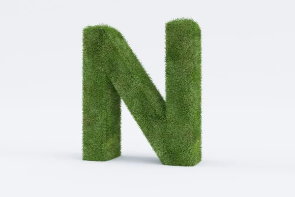 Een Weergave Van Groene Grasletter Geïsoleerd Witte Achtergrond Concept Van — Stockfoto