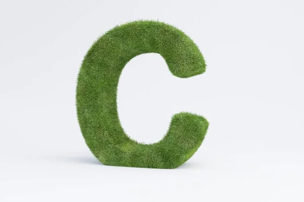 Rendering Green Grass Letter Isolated White Background Concept Early Education — Stock Photo, Image