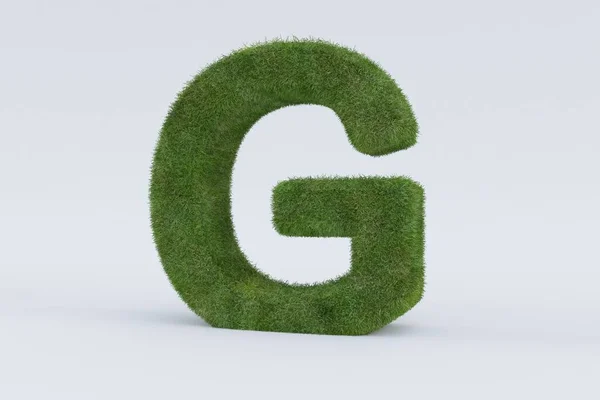 Een Weergave Van Groene Grasletter Geïsoleerd Witte Achtergrond Concept Van — Stockfoto