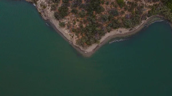 Overhead Shot Pyramid Lake California Captured Cloudy Day Drone — Stock Photo, Image