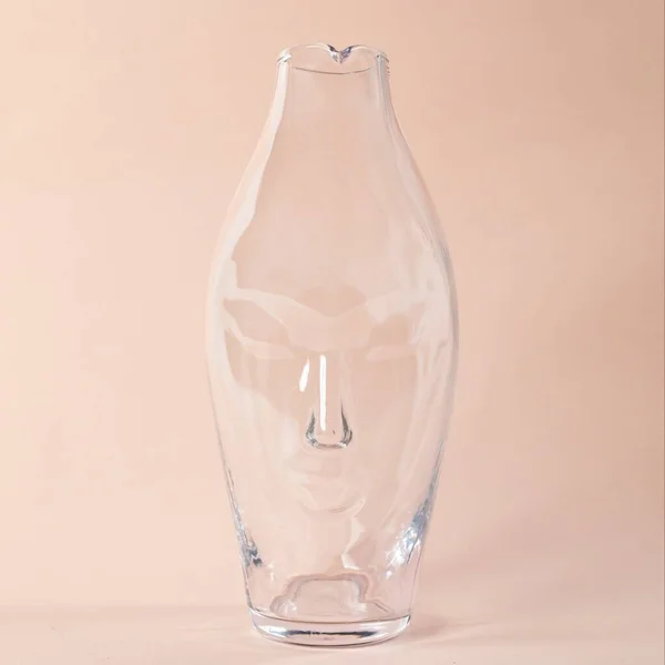 Closeup Shot Decorative Glass Vase Holding Flowers Light Pink Background — Stock Photo, Image