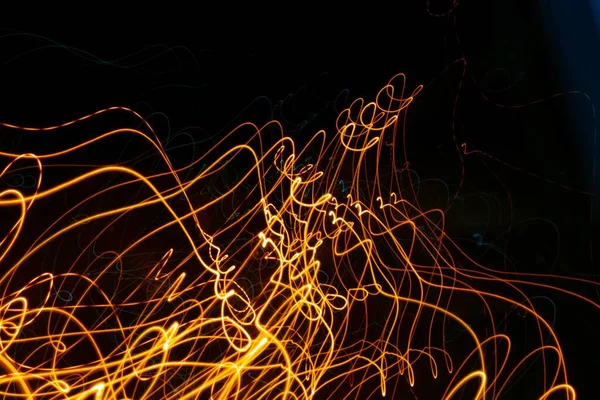 Long Exposure Shot Yellow Lights Darkness Perfect Background — 图库照片