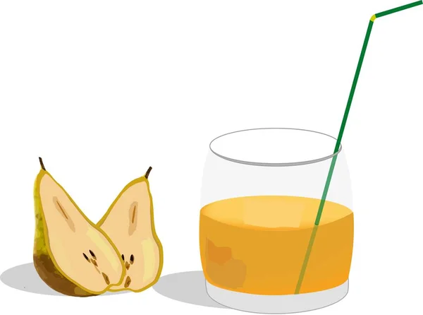 Illustration Eines Glases Birnensaft Mit Einem Cocktail Aus Strohhalm Und — Stockfoto