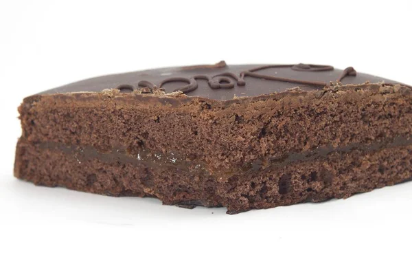 Tiro Ángulo Alto Pastel Chocolate Fresco Delicioso Sacher Una Superficie — Foto de Stock