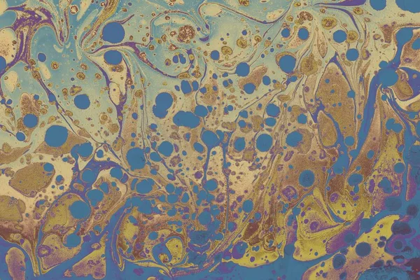 Detailní Záběr Modré Žluté Mramorové Kresby Skvělé Pro Abstraktní Potisk — Stock fotografie