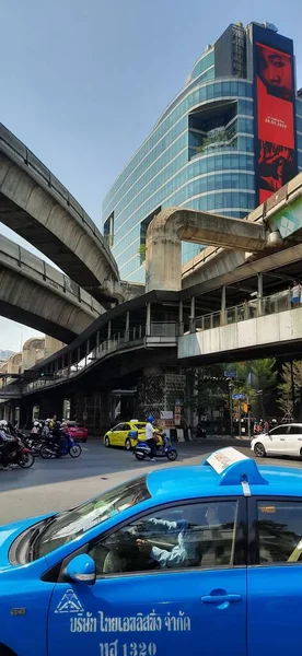 Bangkok Thailand Fevereiro 2020 Construção Corporativa Skytrain Bangkok Perto Estação — Fotografia de Stock