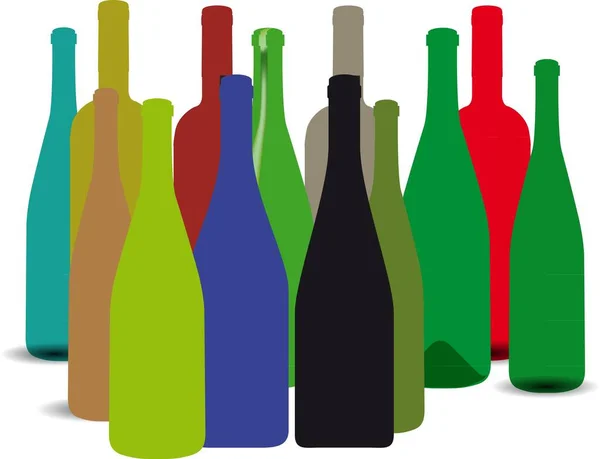 Illustration Different Kinds Wine Bottles Labels Isolated White Background — Stock Photo, Image