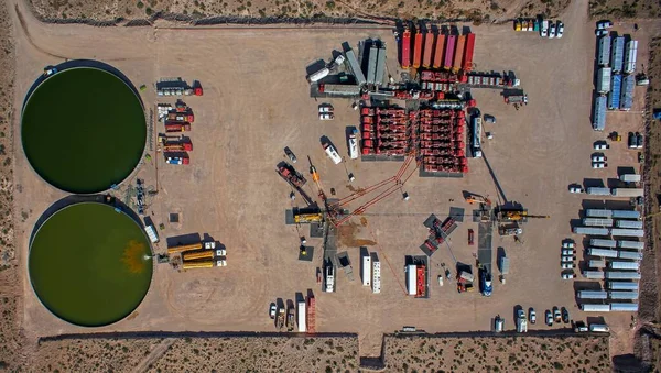 Aerial View Hydraulic Fracturing Place — Stock Photo, Image