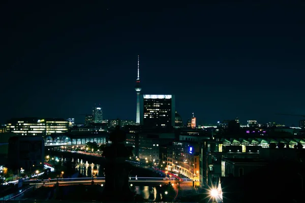 Kilátás Berlinre Éjszaka — Stock Fotó