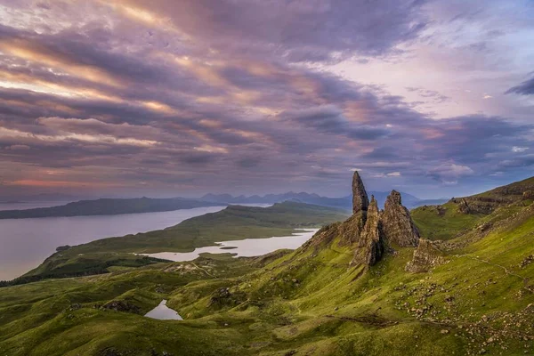 Alter Mann Von Storr Auf Der Insel Skye Bei Sonnenaufgang — Stockfoto