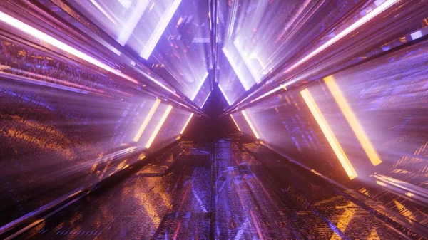 Rendering Cool Trippy Futuristic Hallway Triangular Form — Stock Photo, Image