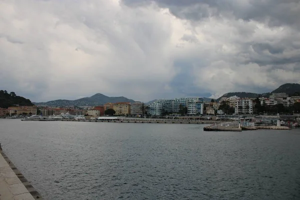 Beautiful Seascape Port Nice France Gloomy Sky — Stock Photo, Image