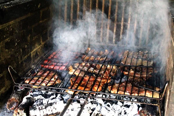 Parrillada Carne Campo — Fotografia de Stock