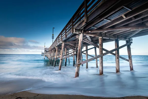 Long Plan Exposition Une Jetée Sur Plage Californie — Photo