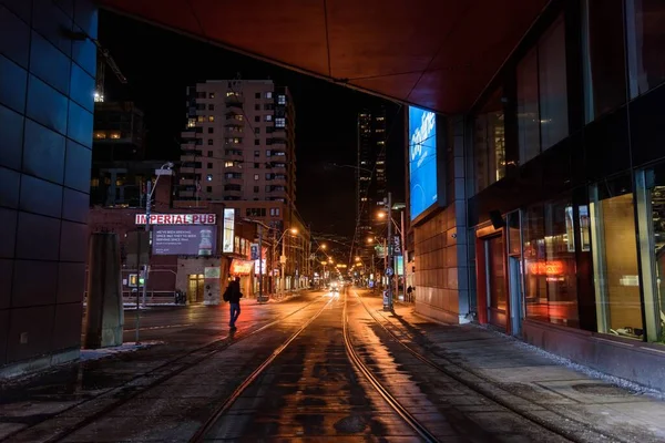 Toronto Canada Jan 2018 Vuxen Man Går Ensam Gata Centrala — Stockfoto