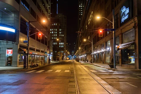 Toronto Kanada Sty 2018 Widok Nocny Ulicę Toronto Downtown Zimie — Zdjęcie stockowe