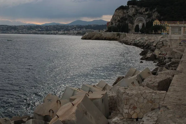 Uma Bela Paisagem Marítima Costa Castle Hill Nice França — Fotografia de Stock