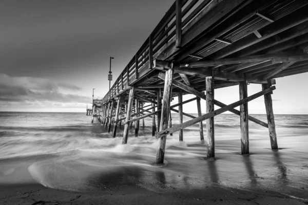 Long Plan Exposition Une Jetée Sur Plage Californie — Photo