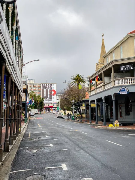 Cape Town África Sul Jul 2020 Sinal Máscara Prédio Cidade — Fotografia de Stock