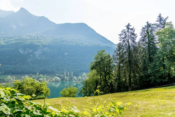 Beautiful View Calm Lake Tenno Nature Surrounding Located Trentino Italy — Stock Photo, Image