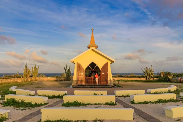 Horisontell Bild Alto Vista Chapel Ligger Noord Aruba Den Vackra — Stockfoto